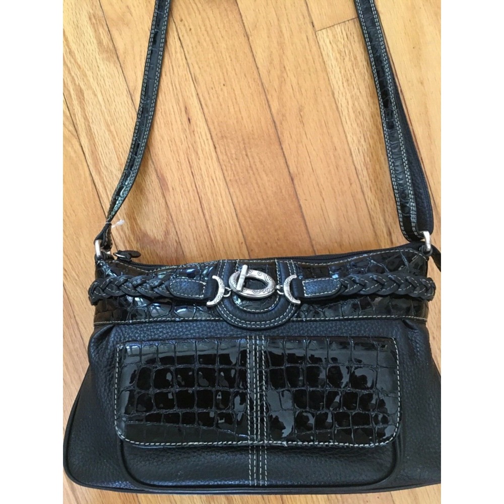 VINTAGE BRIGHTON Black Leather Carry All Tote Bag with wallet crossbody